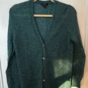 J. Crew blue Green Knit mohair boyfriend Cardigan Sweater size small $90 retail